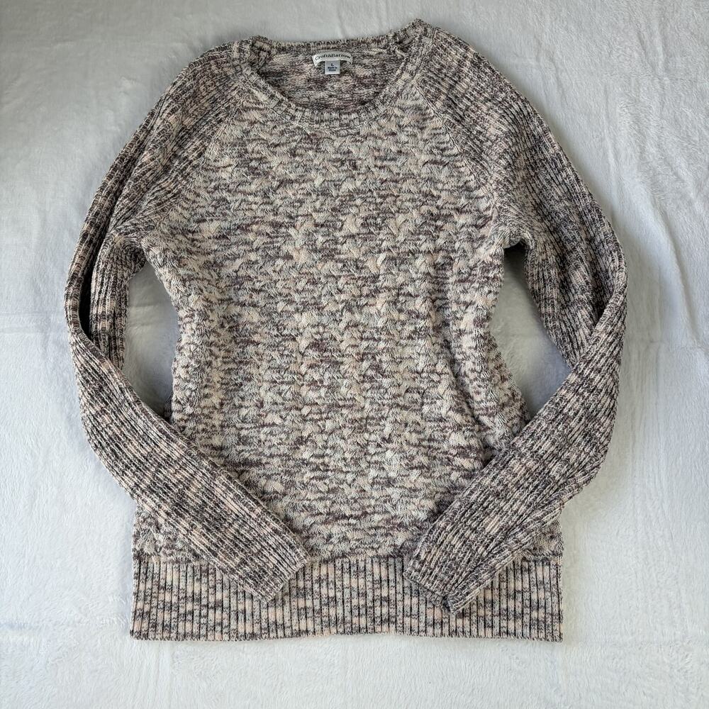 Croft & Barrow Marled Knit Sweater Top Women's L Pink Gray Neutral Cozy Normcore